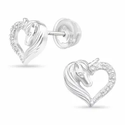 hjerte hester zirkon ørestikker i sølv - Little Ones