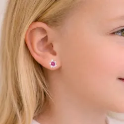 skilpadde rosa krystall øredobber i sølv - Little Ones
