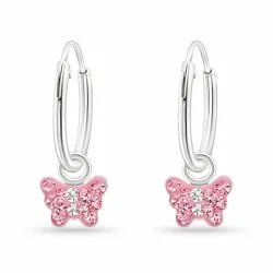 12 mm sommerfugl rosa creol i sølv