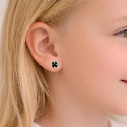 firkløver grønn øredobber i sølv - Little Ones