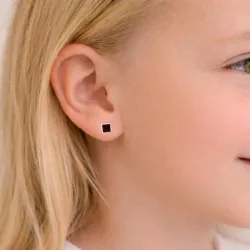 5 mm firkantet rød zirkon øredobber i sølv - Little Ones