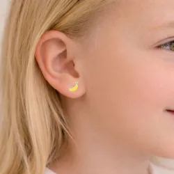 banan gul øredobber i sølv - Little Ones