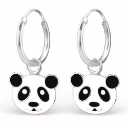 12 mm panda creol øredobber i sølv