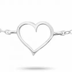 Hjerte armbånd i sølv med hjerteanheng i sølv