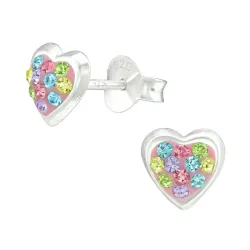 hjerte barneøredobb i sølv - Little Ones