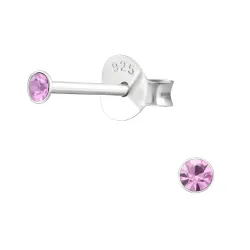 2 mm krystall ørestikker i sølv - Little Ones