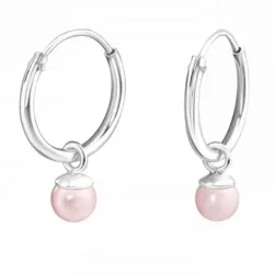 12 mm rosa perle creol i sølv - Little Ones