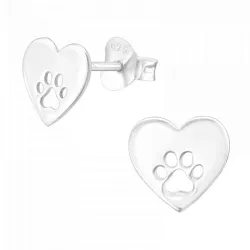 hjerte pote øredobber i sølv - Little Ones