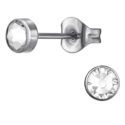 4 mm krystall ørestikker i titanium