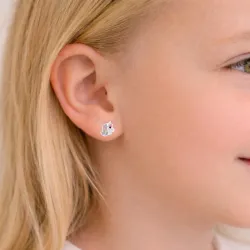 enhjørning rosa barneøredobb i sølv - Little Ones