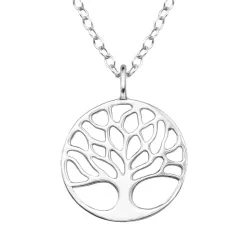 12 mm livets tre halskjede i sølv