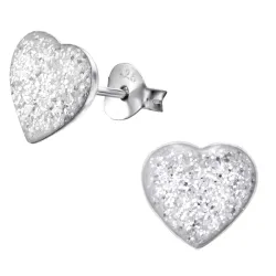 hjerte hvite øredobber i sølv - Little Ones