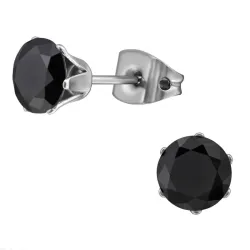 6 mm svart zirkon ørestikker i titanium