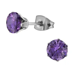 6 mm lilla zirkon ørestikker i titanium