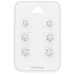 4 x 5 x 6 mm hvit zirkon ørestikker i titanium