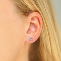blomst ørestikker i sølv med lab grown diamant 