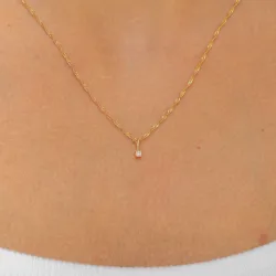 lab grown diamant anheng med halskjede i 925 karat forgylt sølv 0,035 ct