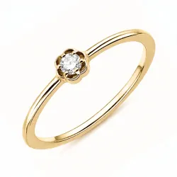 blomst lab grown diamant ring i forgylt sølv
