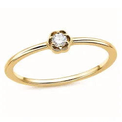 blomst lab grown diamant ring i forgylt sølv