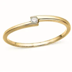 lab grown diamant solitairering i forgylt sølv