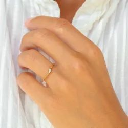 lab grown diamant solitairering i forgylt sølv