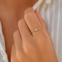 lab grown diamant solitairering i forgylt sølv