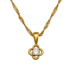 45 cm halskjede med lab grown diamant anheng i forgylt sølv 0,062 ct