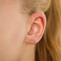 kors ørestikker i 9 karat gull med zirkon