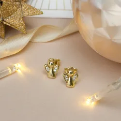 engel zirkon ørestikker i 9 karat gull med zirkon - Gold Collection
