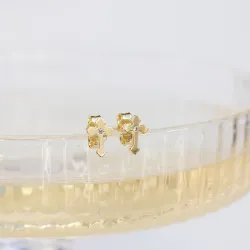 kors ørestikker i 9 karat gull med zirkon