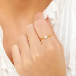 hjerte månestein ring i forgylt sølv