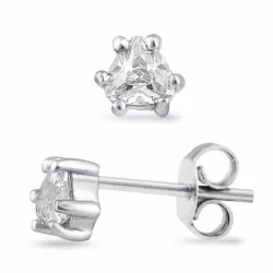 zirkon solitaireørepynt i sølv