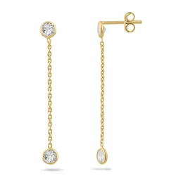 lange zirkon kjedeøreringer i forgylt sølv