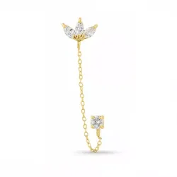 1/2 par blomst zirkon kjedeøreringer i forgylt sølv