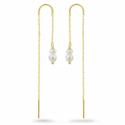 perle kjedeøreringer i forgylt sølv