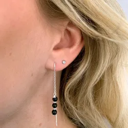 svart onyks kjedeøreringer i sølv - Loom Stones