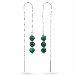 malakitt kjedeøreringer i sølv - Loom Stones