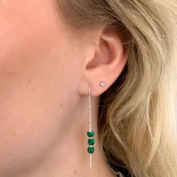 malakitt kjedeøreringer i sølv - Loom Stones