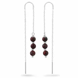 rød jasper kjedeøreringer i sølv - Loom Stones