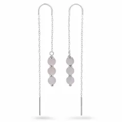 rosa kvarts kjedeøreringer i sølv - Loom Stones