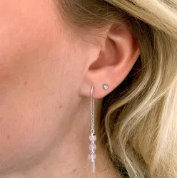 rosa kvarts kjedeøreringer i sølv - Loom Stones