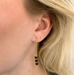 svart onyks kjedeøreringer i forgylt sølv - Loom Stones