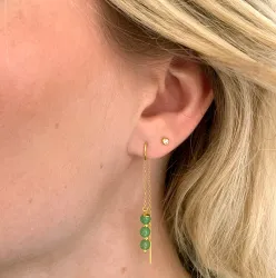 jadestein kjedeøreringer i forgylt sølv - Loom Stones