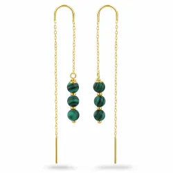 malakitt kjedeøreringer i forgylt sølv - Loom Stones