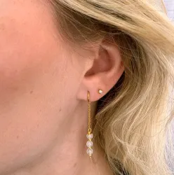 månestein kjedeøreringer i forgylt sølv - Loom Stones