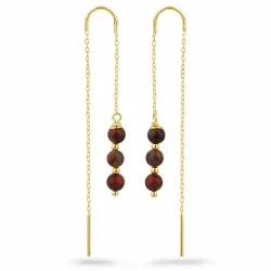 rød jasper kjedeøreringer i forgylt sølv - Loom Stones