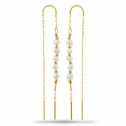 perle kjedeøreringer i forgylt sølv