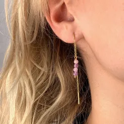 lavendelfarget ametyst kjedeøreringer i forgylt sølv - Loom Stones