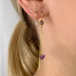 ametyst kjedeøreringer i forgylt sølv - Loom Stones