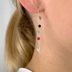 multifargede stein kjedeøreringer i sølv - Loom Stones